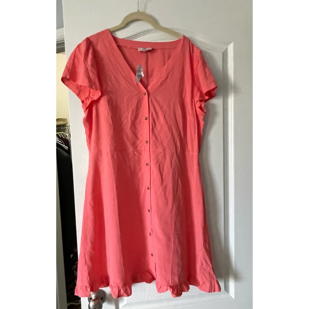 Loft Coral Button Front Dress